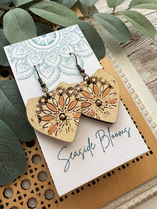 Flower Maple Wood Earrings 