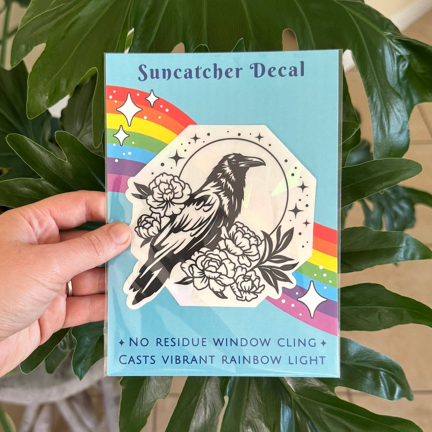 Raven Suncatcher Sticker | Rainbow Window Decal