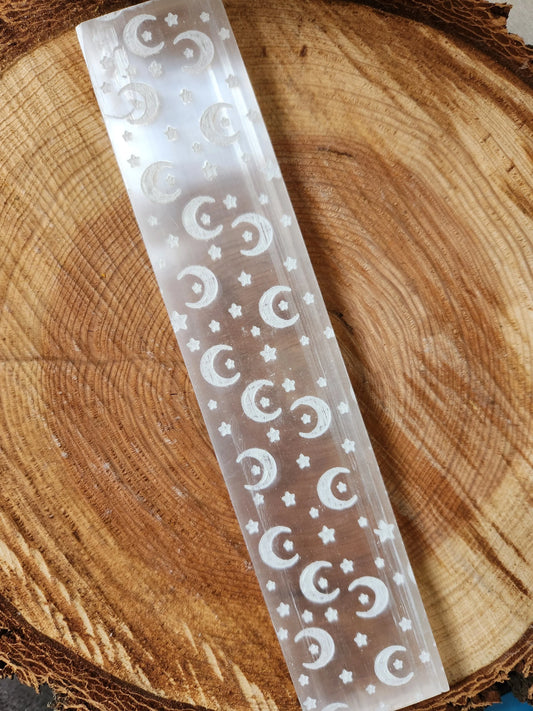 Etched Selenite Crystal Charging Bar