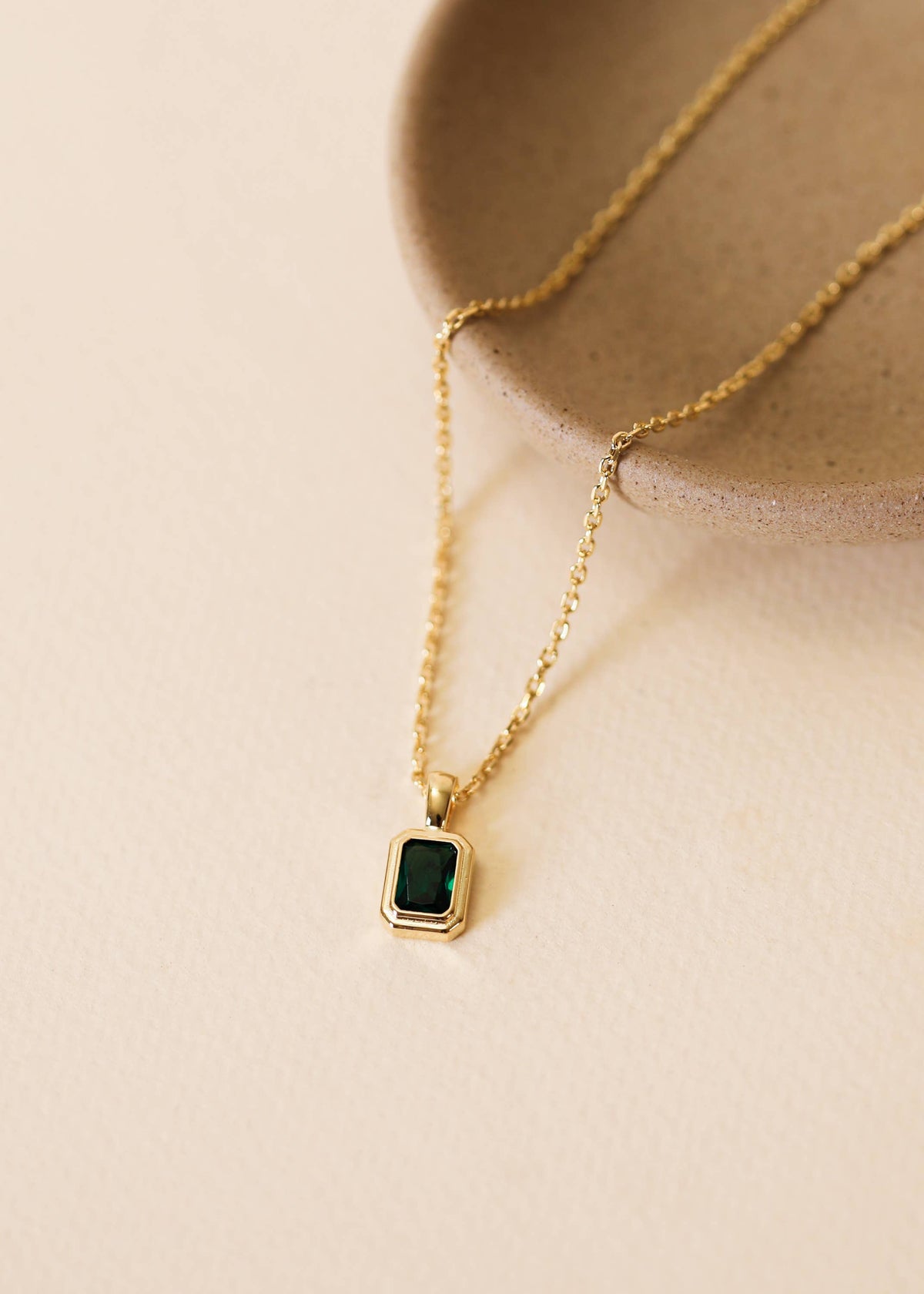 Rectangular Baguette Pendant - Necklace