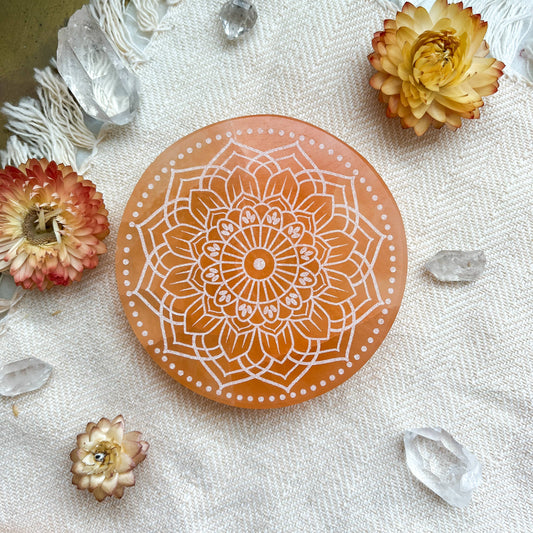 PEACH Selenite Crystal Charging Plate