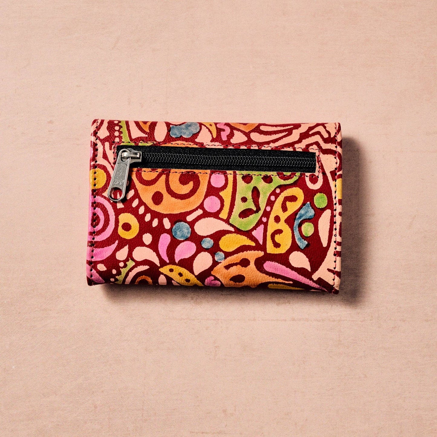 Kala Red/Multi Slim Leather Wallet
