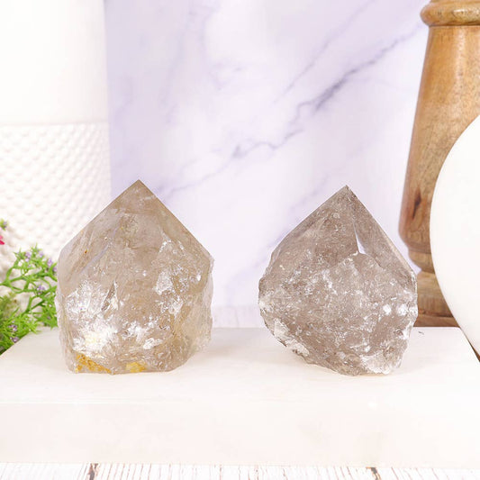 Smoky Quartz Points Base Cut