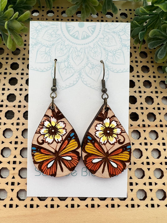 Maple Wood Butterfly Earrings  