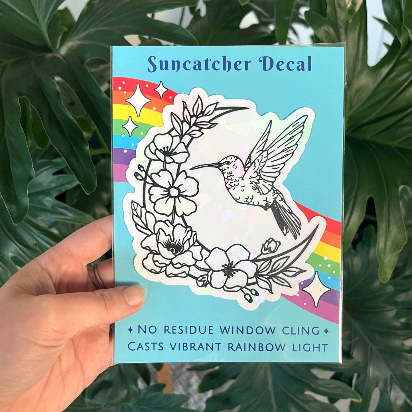 Hummingbird Suncatcher Sticker | Rainbow Window Decal