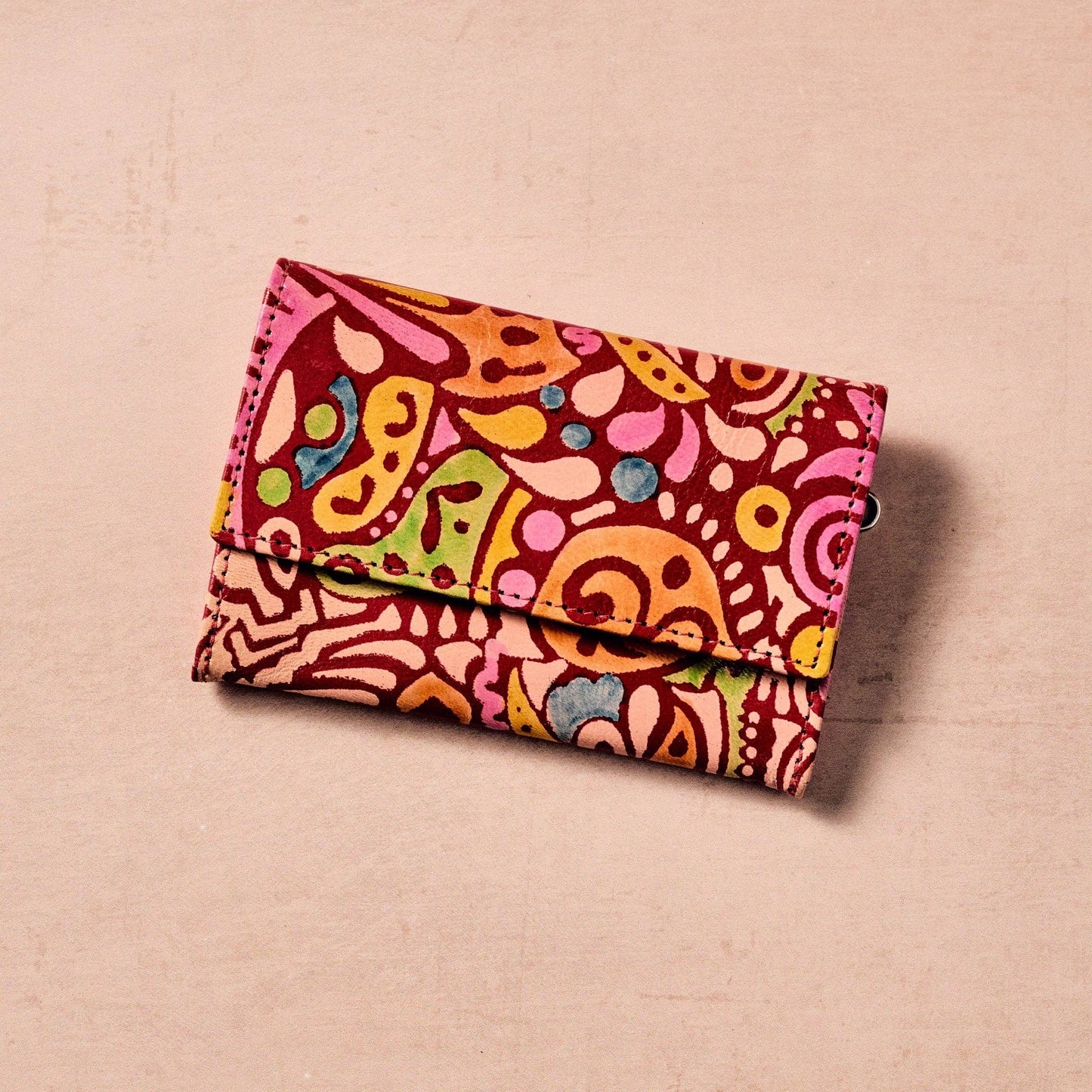 Kala Red/Multi Slim Leather Wallet