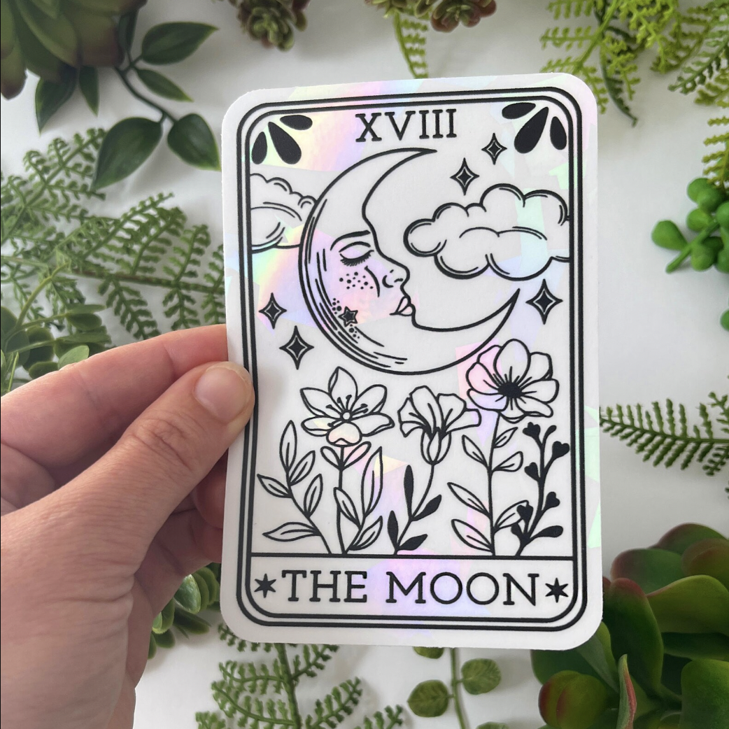 Moon Tarot Card Suncatcher Sticker | Rainbow Window Decal
