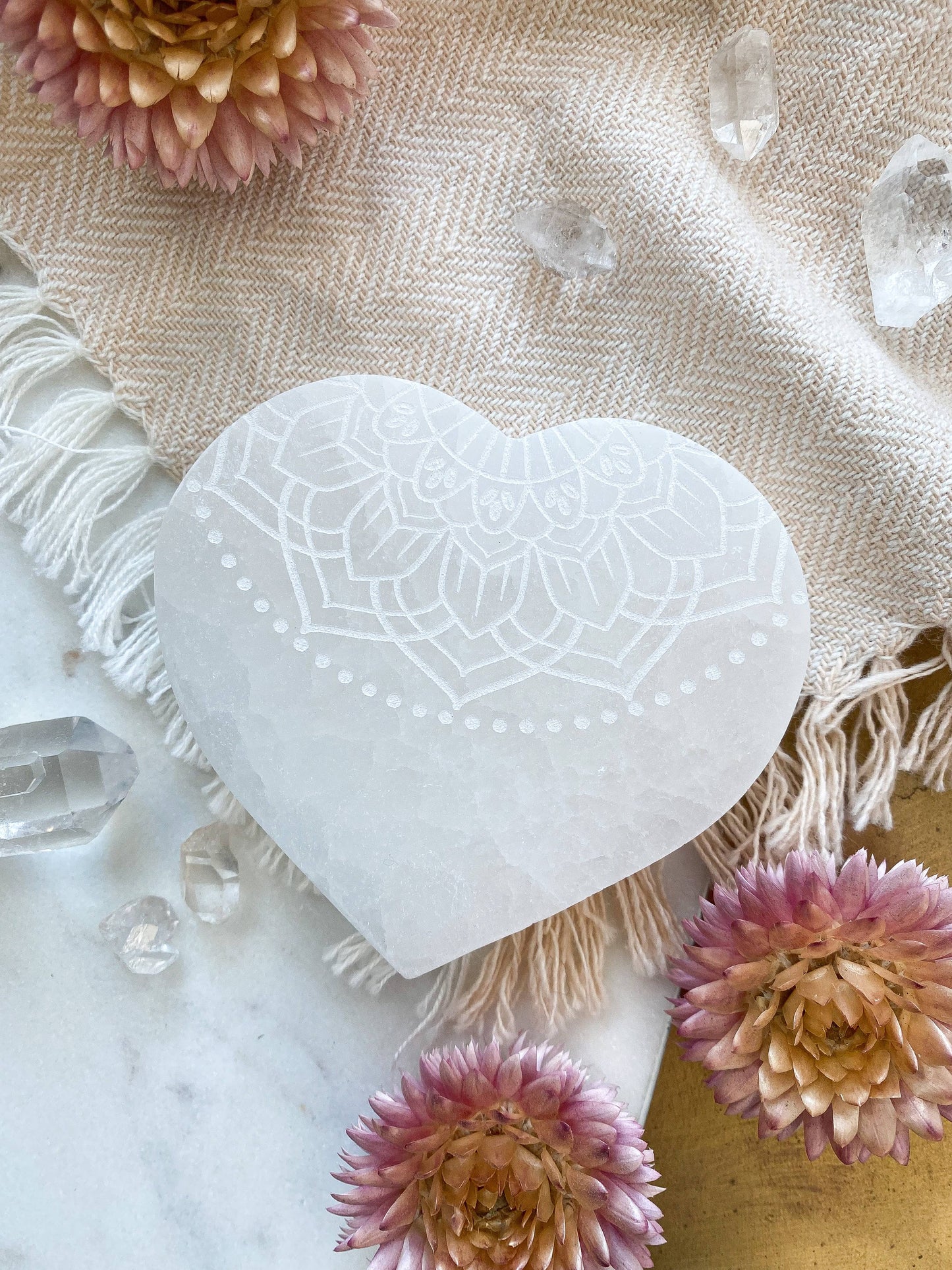 Heart Selenite Crystal Charging Plate 3"
