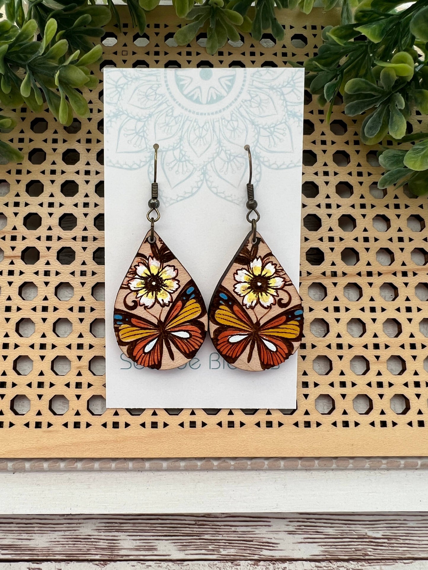 Maple Wood Butterfly Earrings  