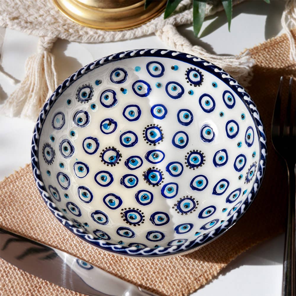 Hand Painted Evil Eye Ceramic Medium Bowl