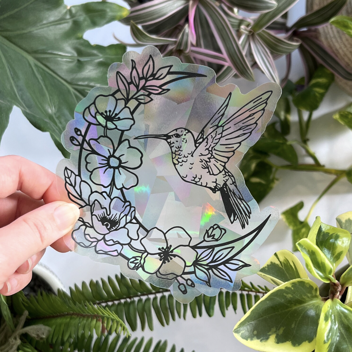 Hummingbird Suncatcher Sticker | Rainbow Window Decal