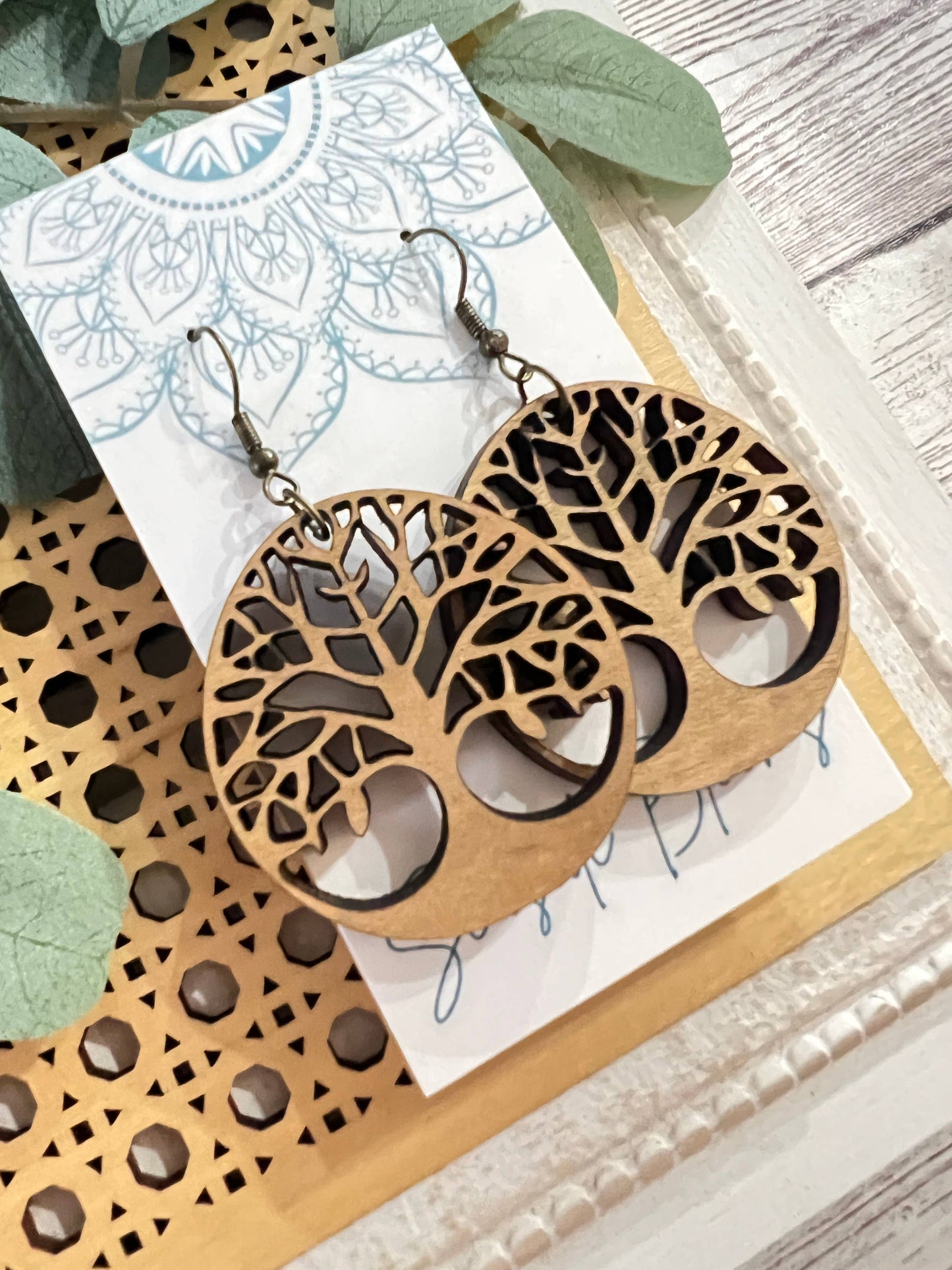 Tree of Life Maple Wood Earrings