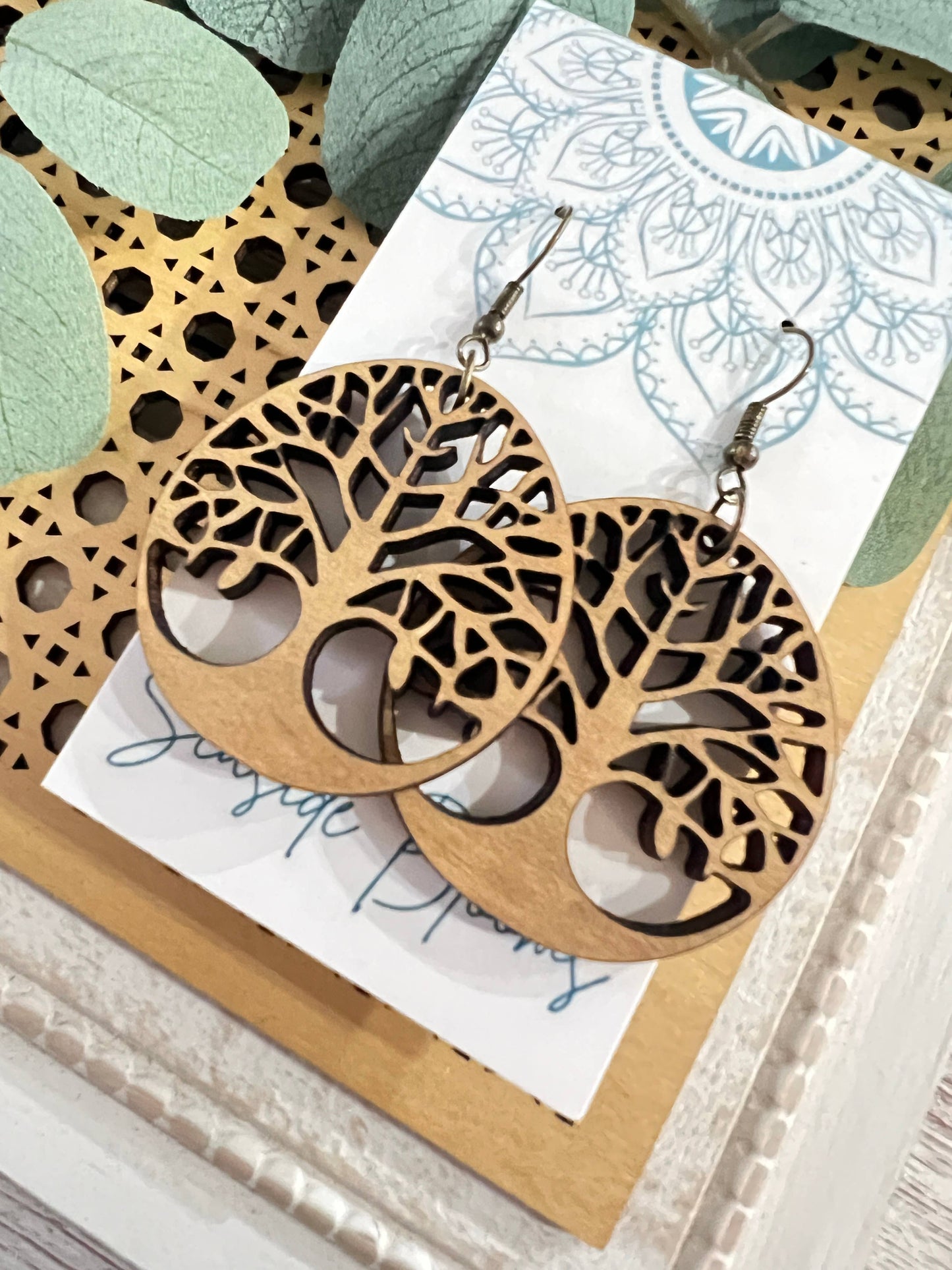 Tree of Life Maple Wood Earrings