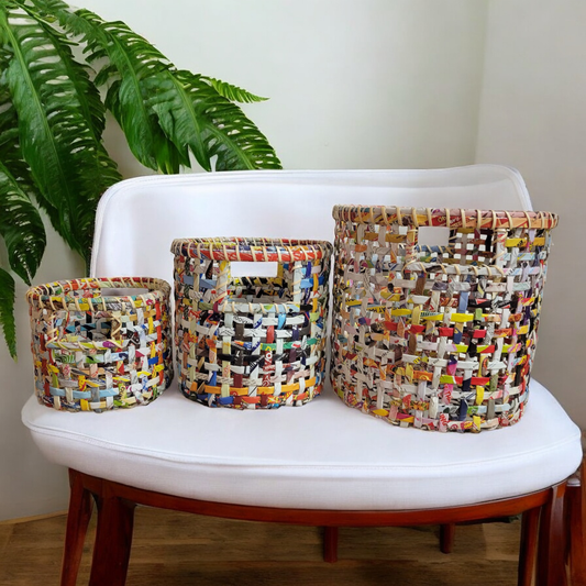 Round Basket - Large- Recycled Paper