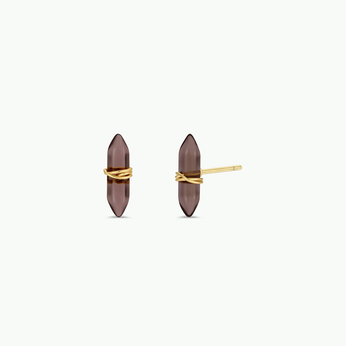 Smoky Quartz - Gold Wire Wrapped Earrings