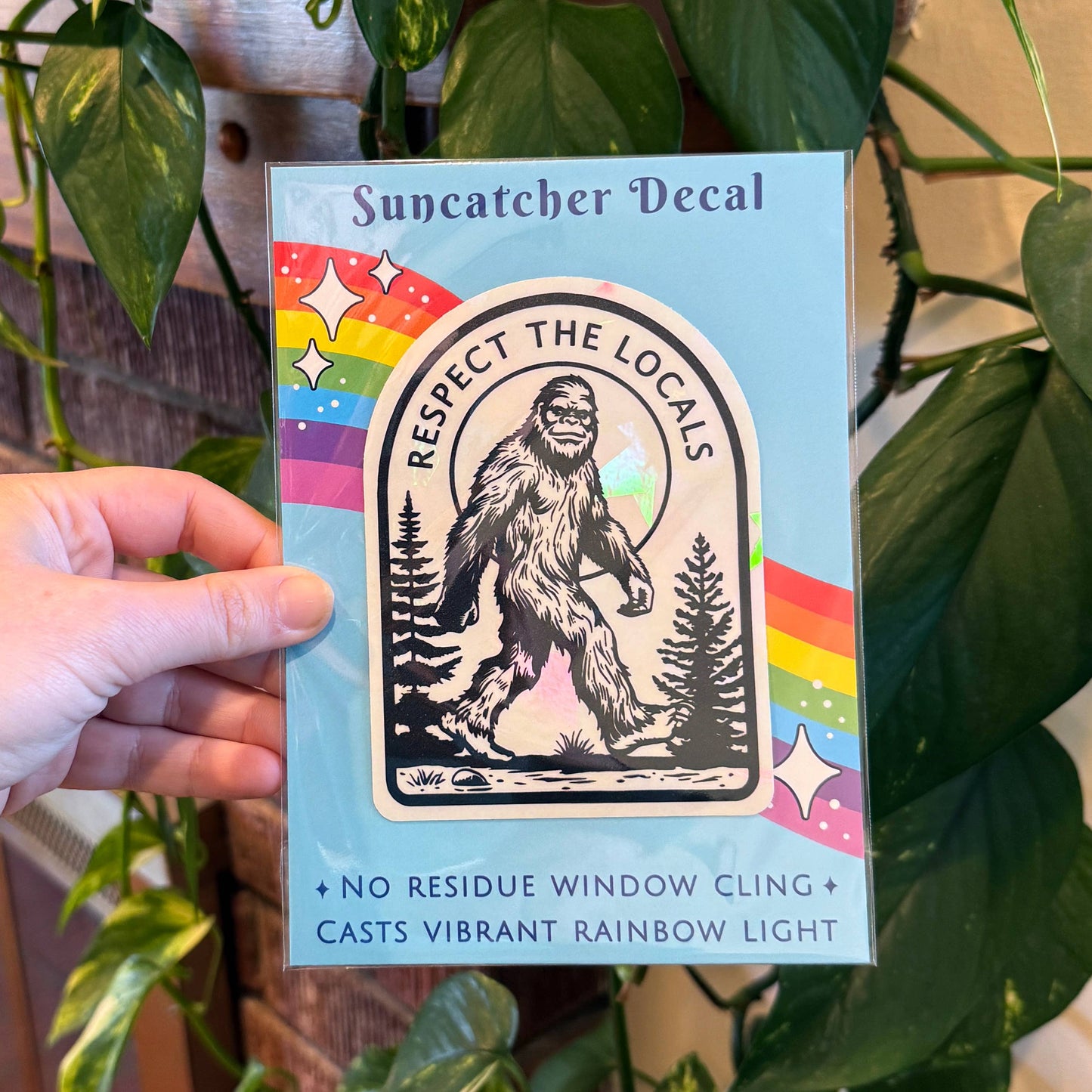 Bigfoot Suncatcher Sticker | Rainbow Window Decal