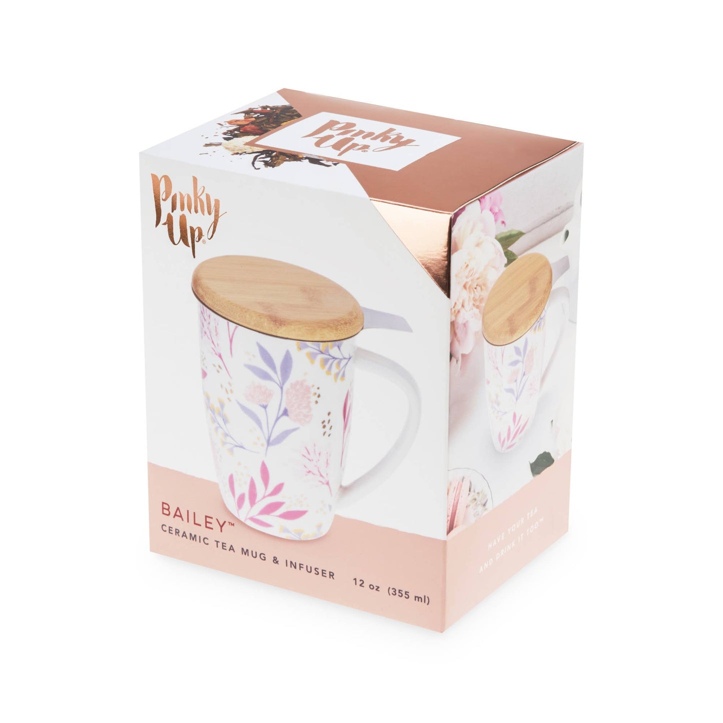 Ceramic Tea Mug with Tea Infuser Botanical Bliss