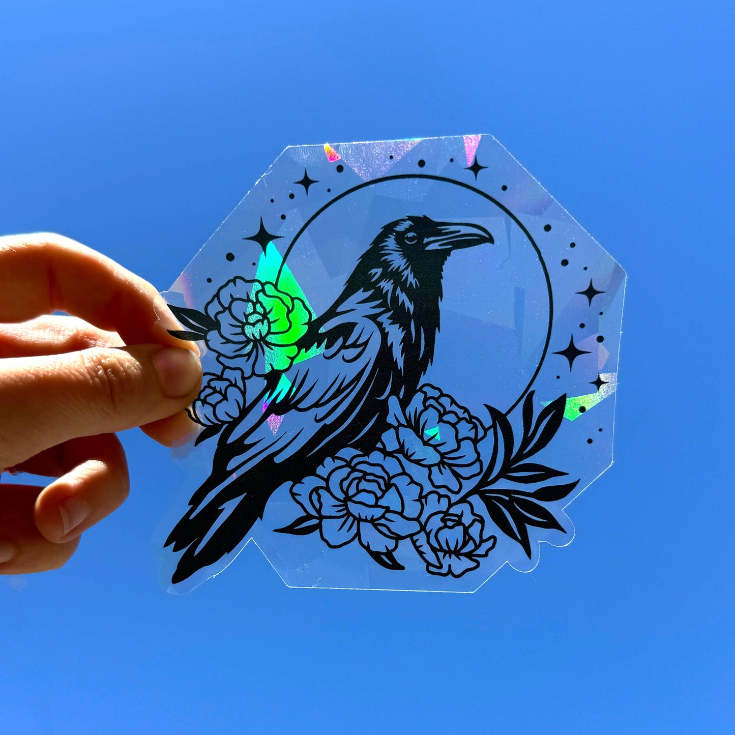 Raven Suncatcher Sticker | Rainbow Window Decal