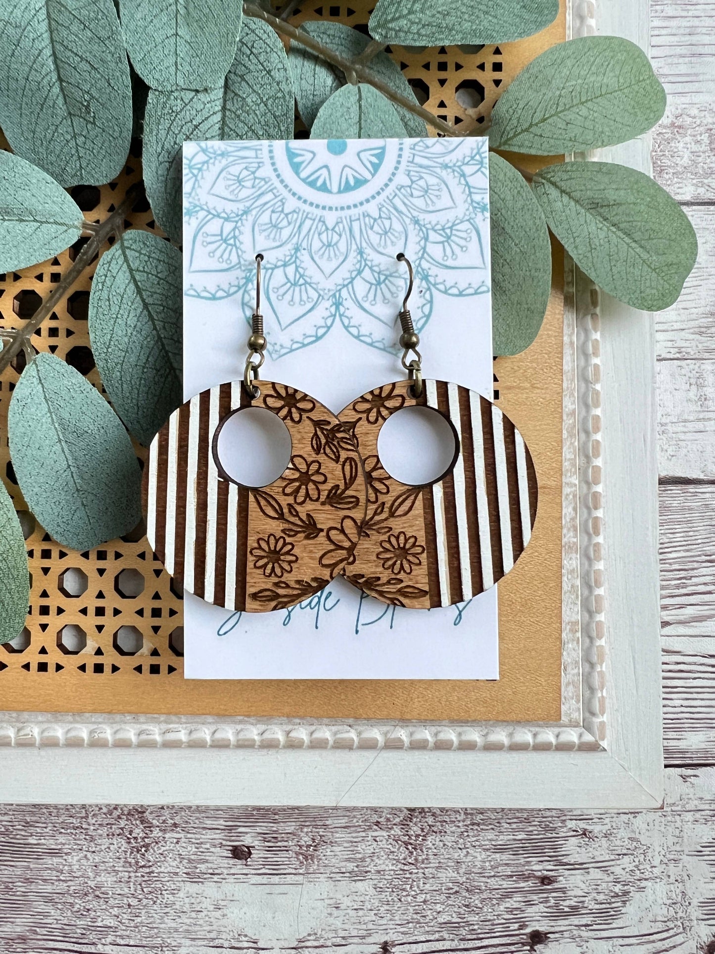 Maple Wood Earrings With Stripes