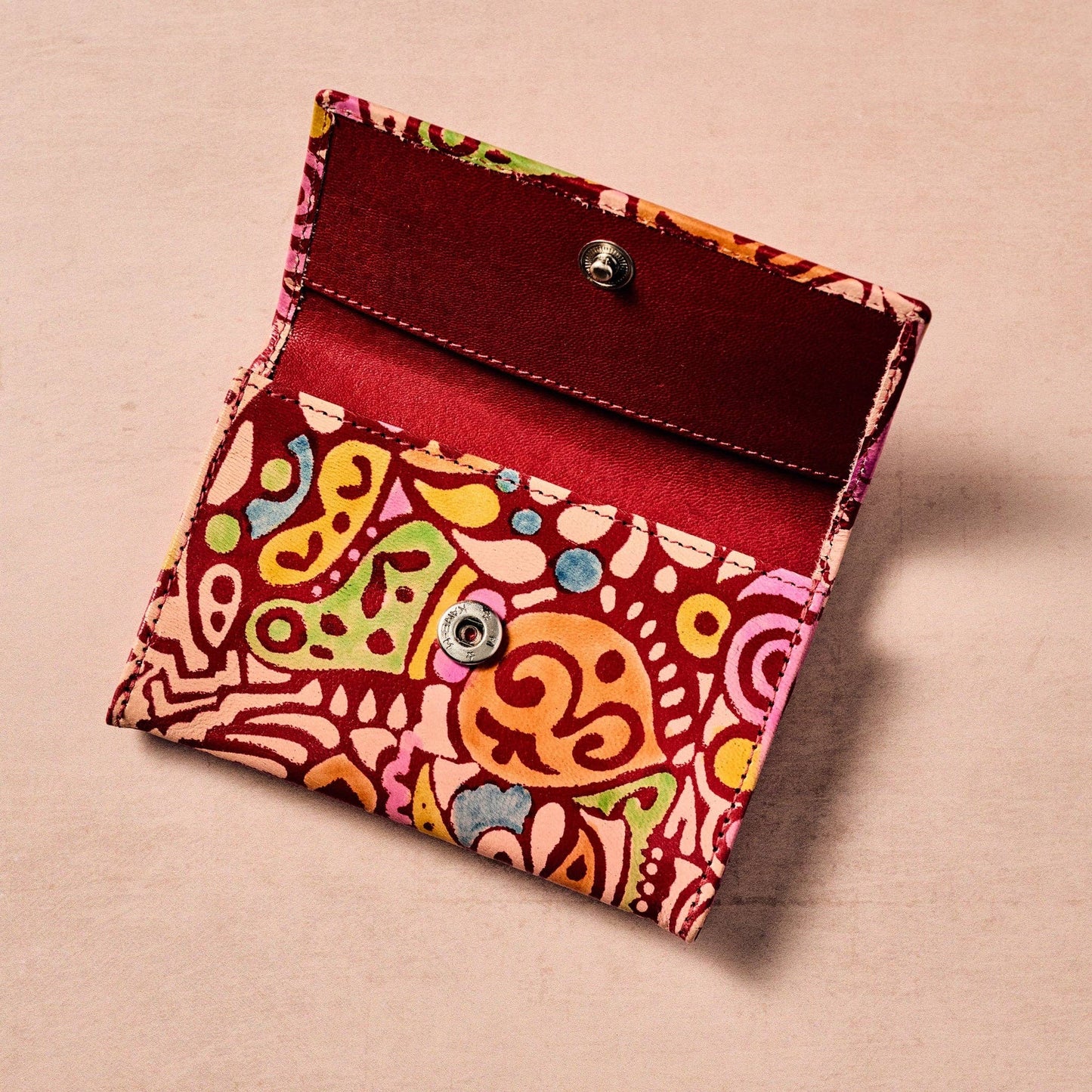 Kala Red/Multi Slim Leather Wallet