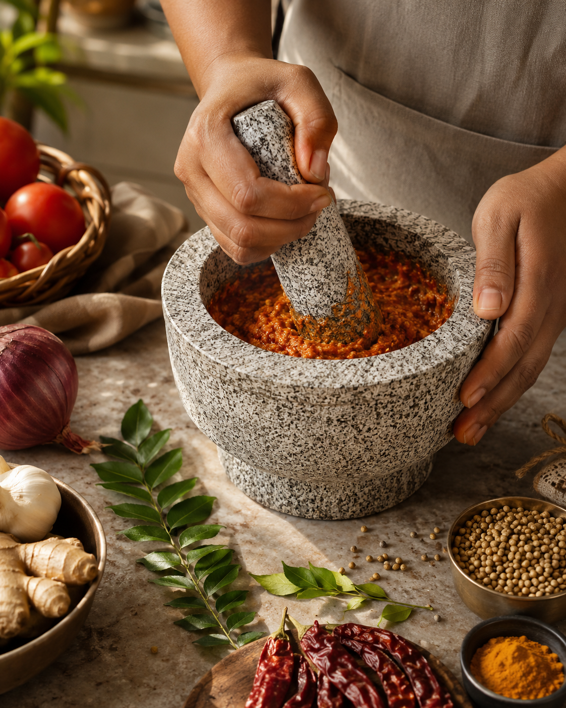 Granite Mortar Pestle 7"