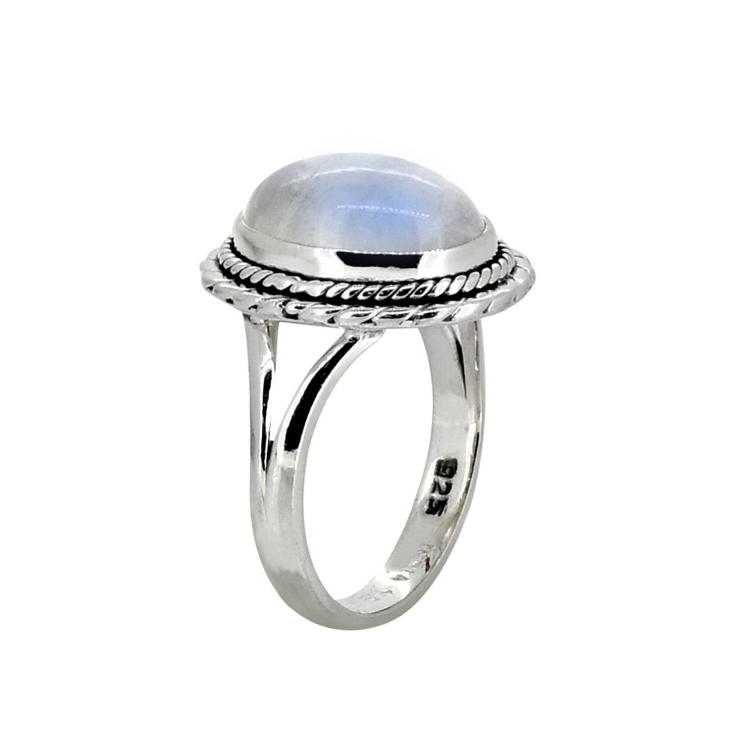 Rainbow Moonstone 925 Sterling Silver Gemstone Ring