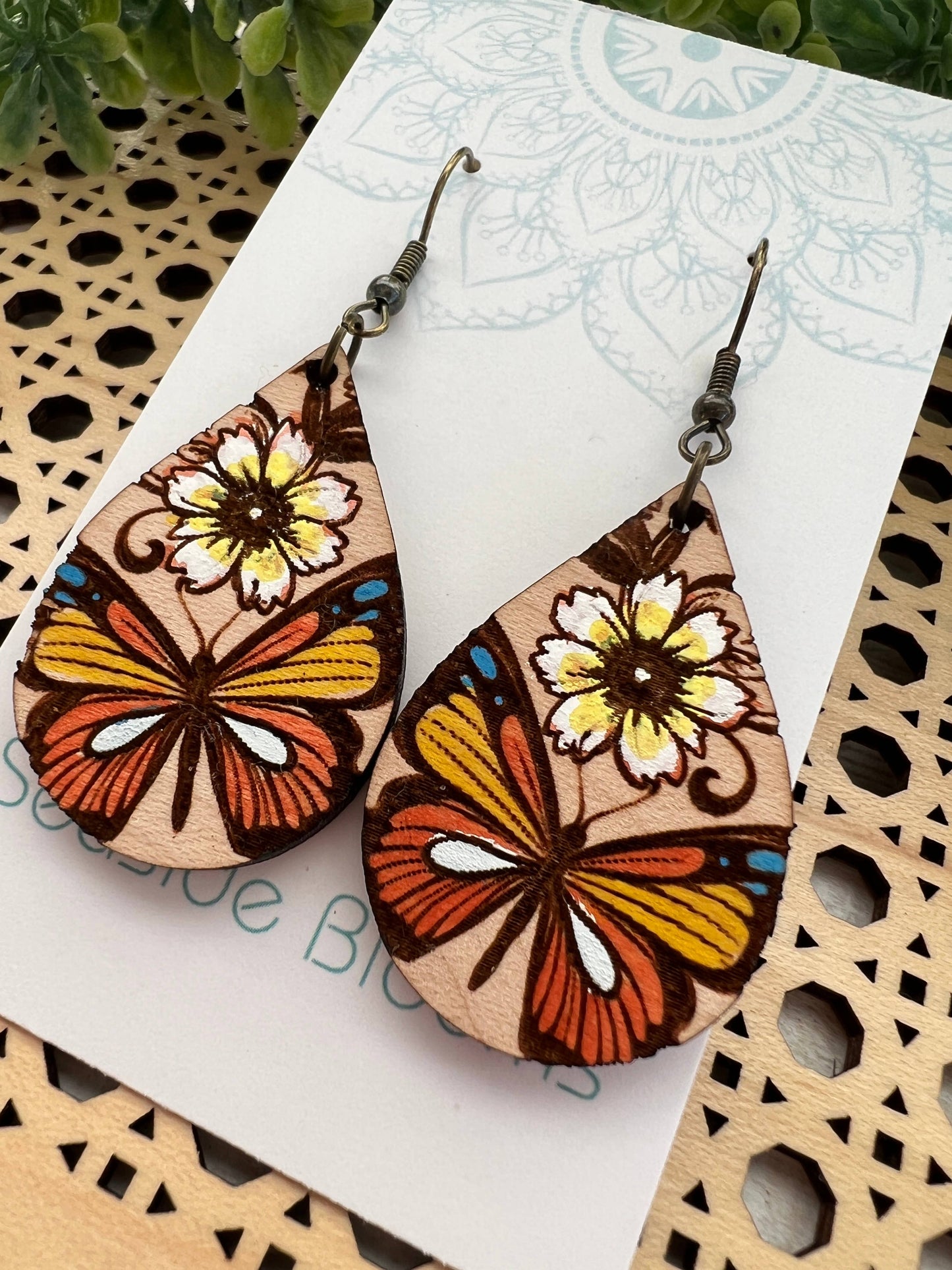 Maple Wood Butterfly Earrings  