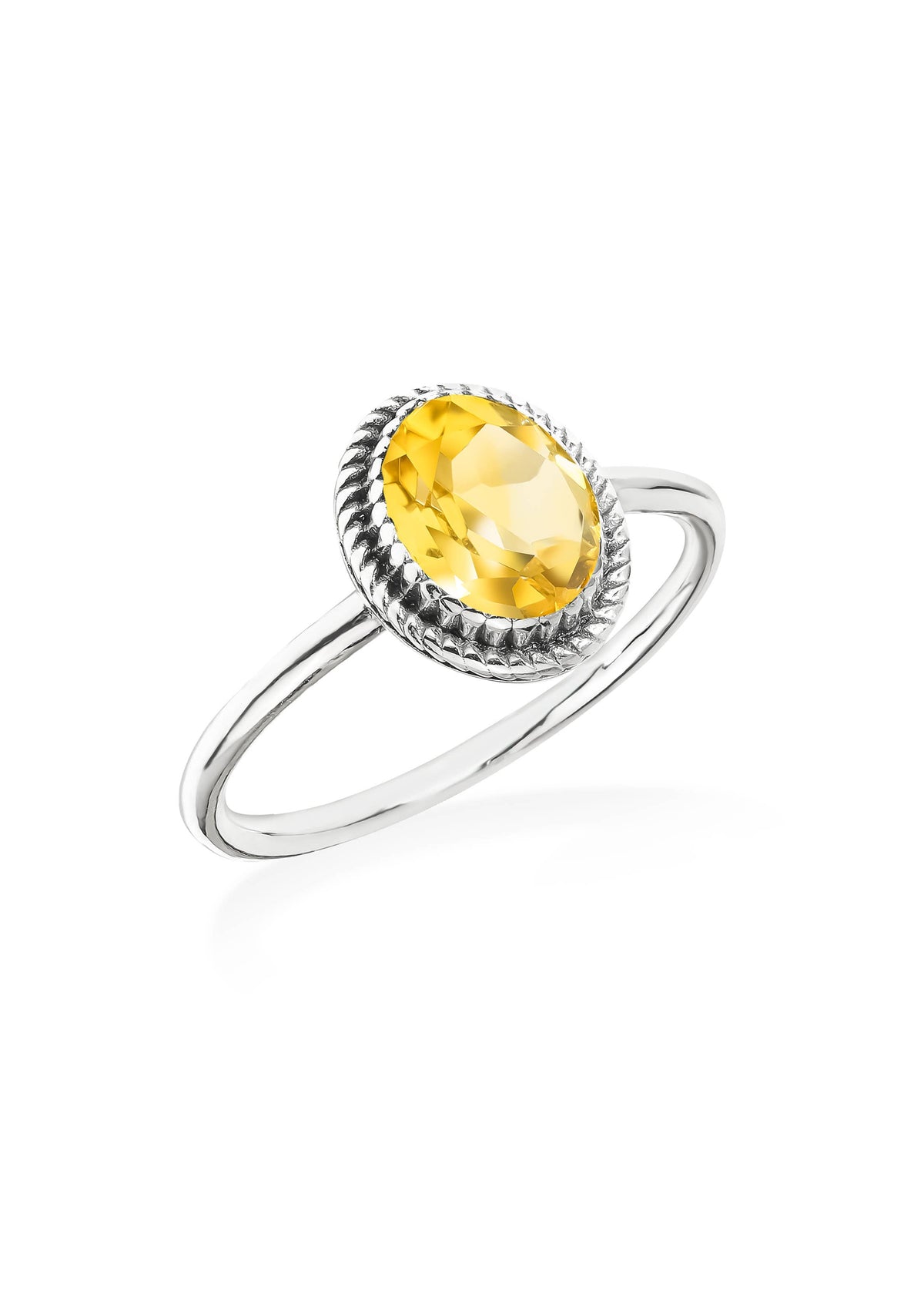 Solar Bloom Textured Halo Citrine Ring