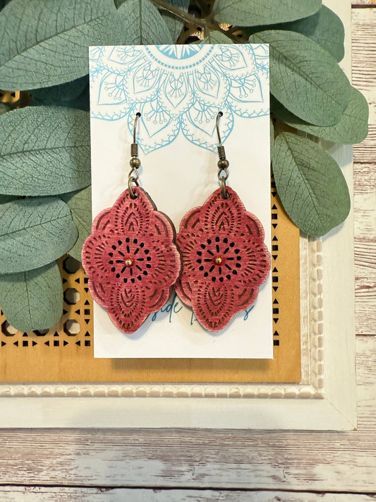 Maple Wood Red Earrings