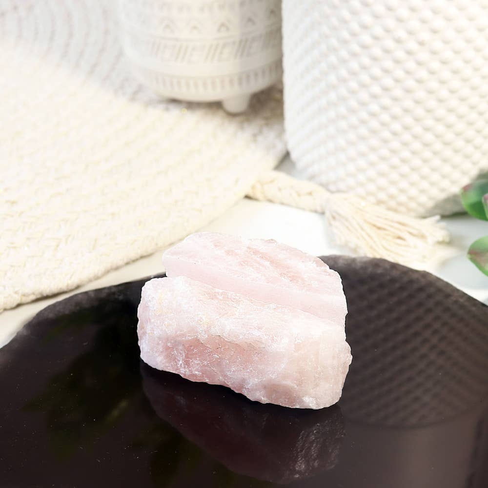 Natural Crystal Card Holder - Large Rose Quartz Stone