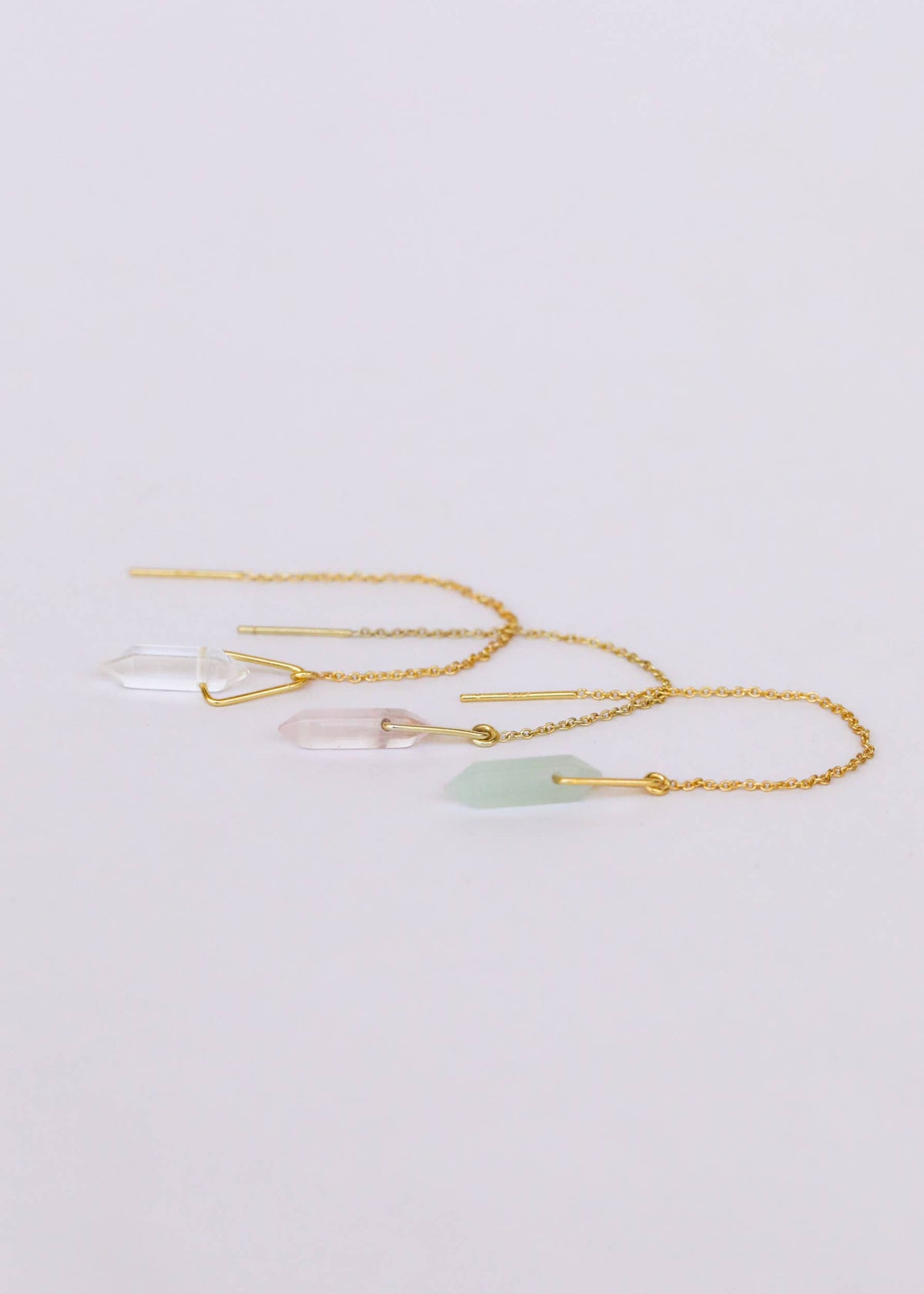 Threader - Amazonite - Gold Earrings