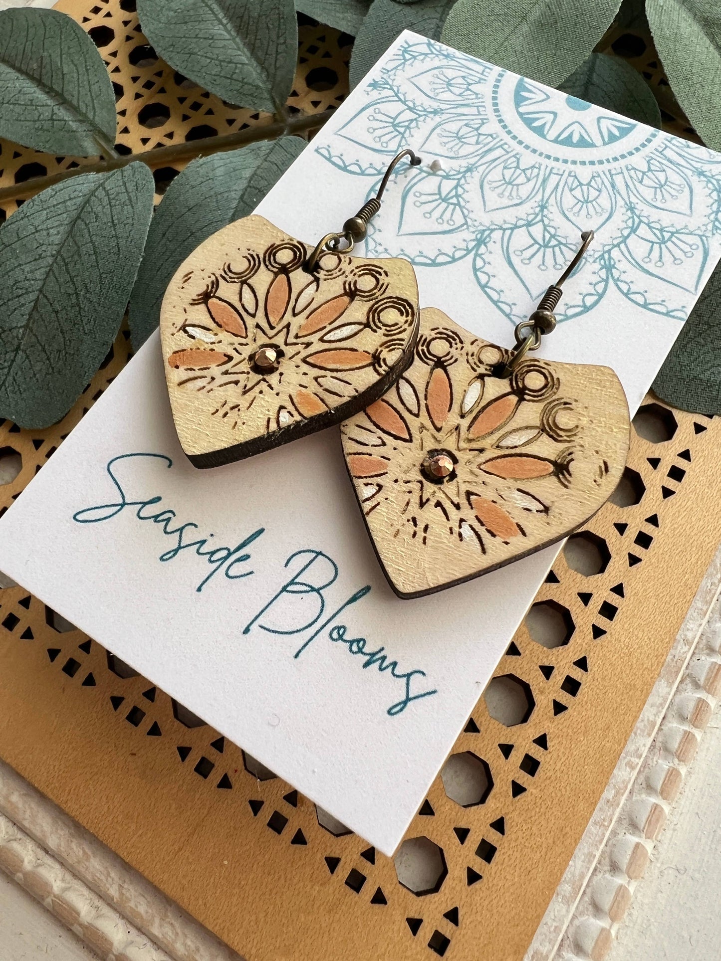 Flower Maple Wood Earrings 