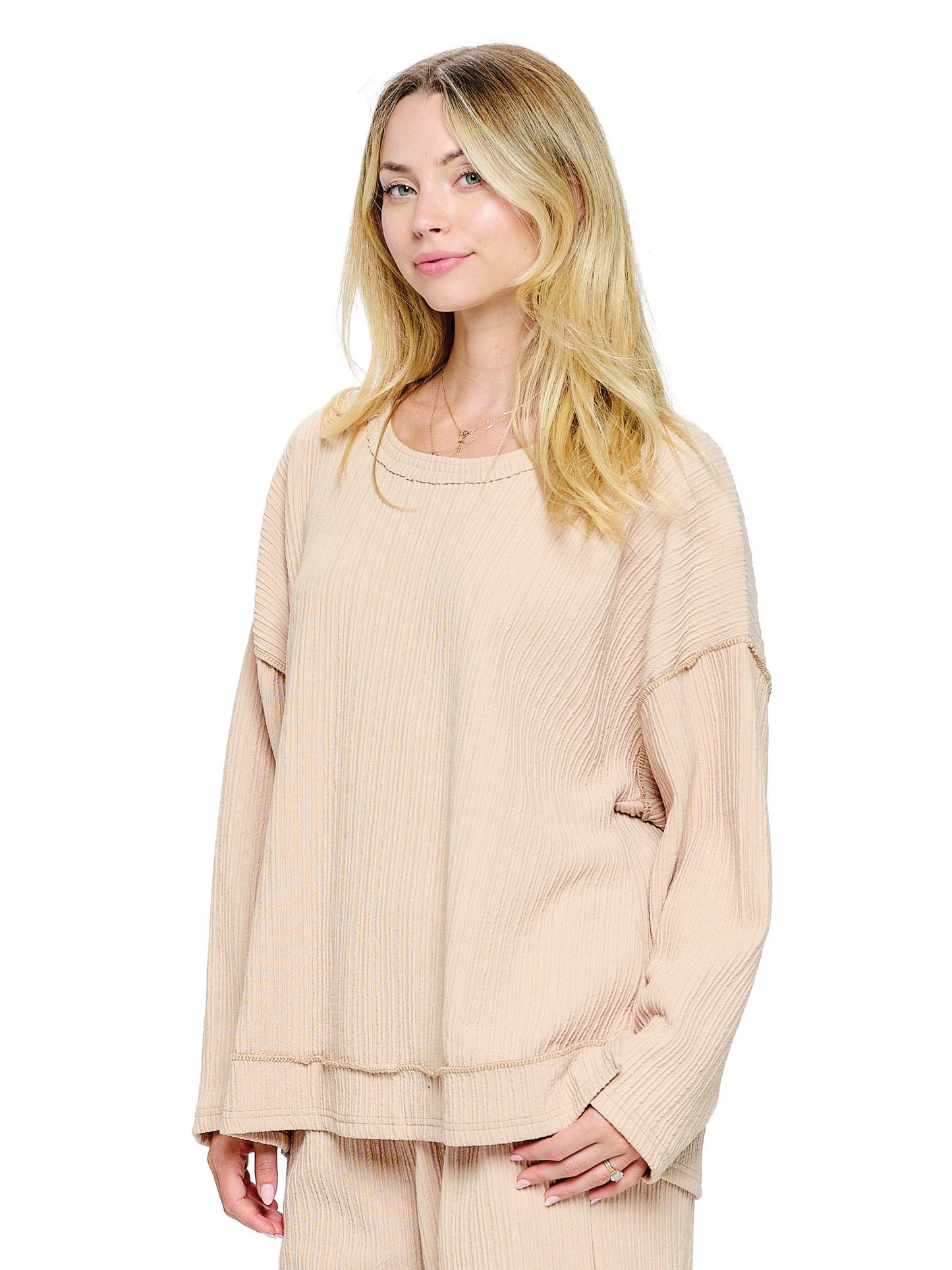 Pullover Casual Ribbed Shirt