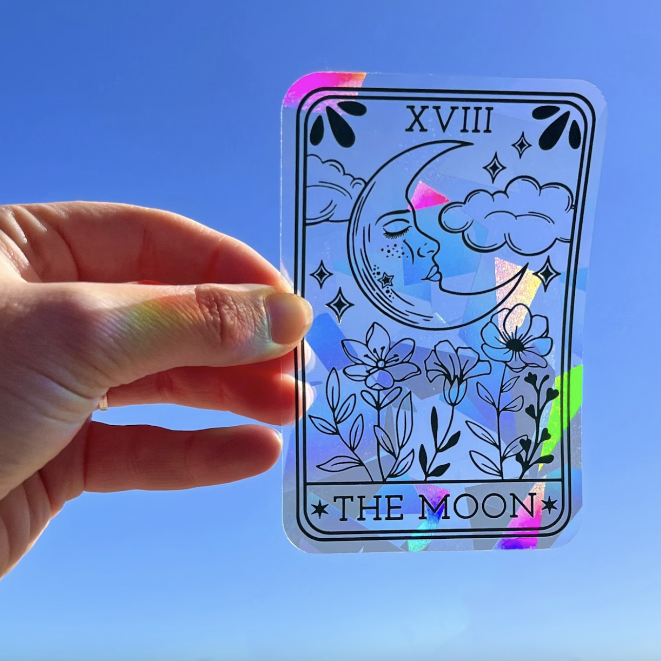 Moon Tarot Card Suncatcher Sticker | Rainbow Window Decal
