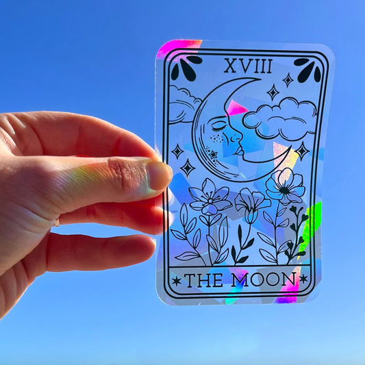 Moon Tarot Card Suncatcher Sticker | Rainbow Window Decal