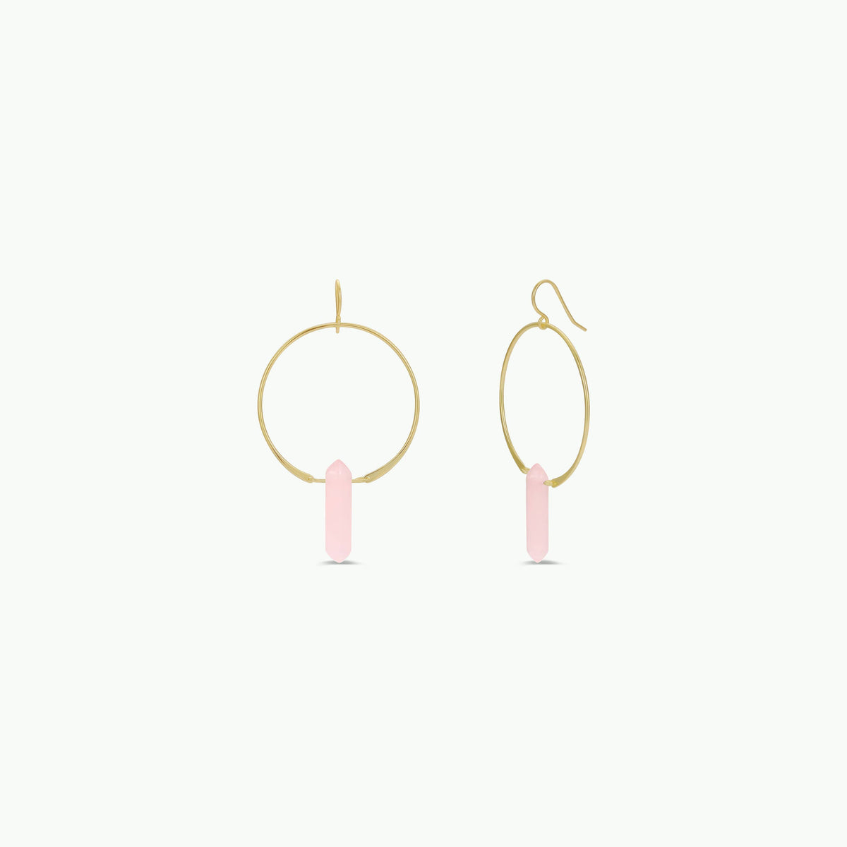 Hoops - Rose Quartz - Gold Earrings
