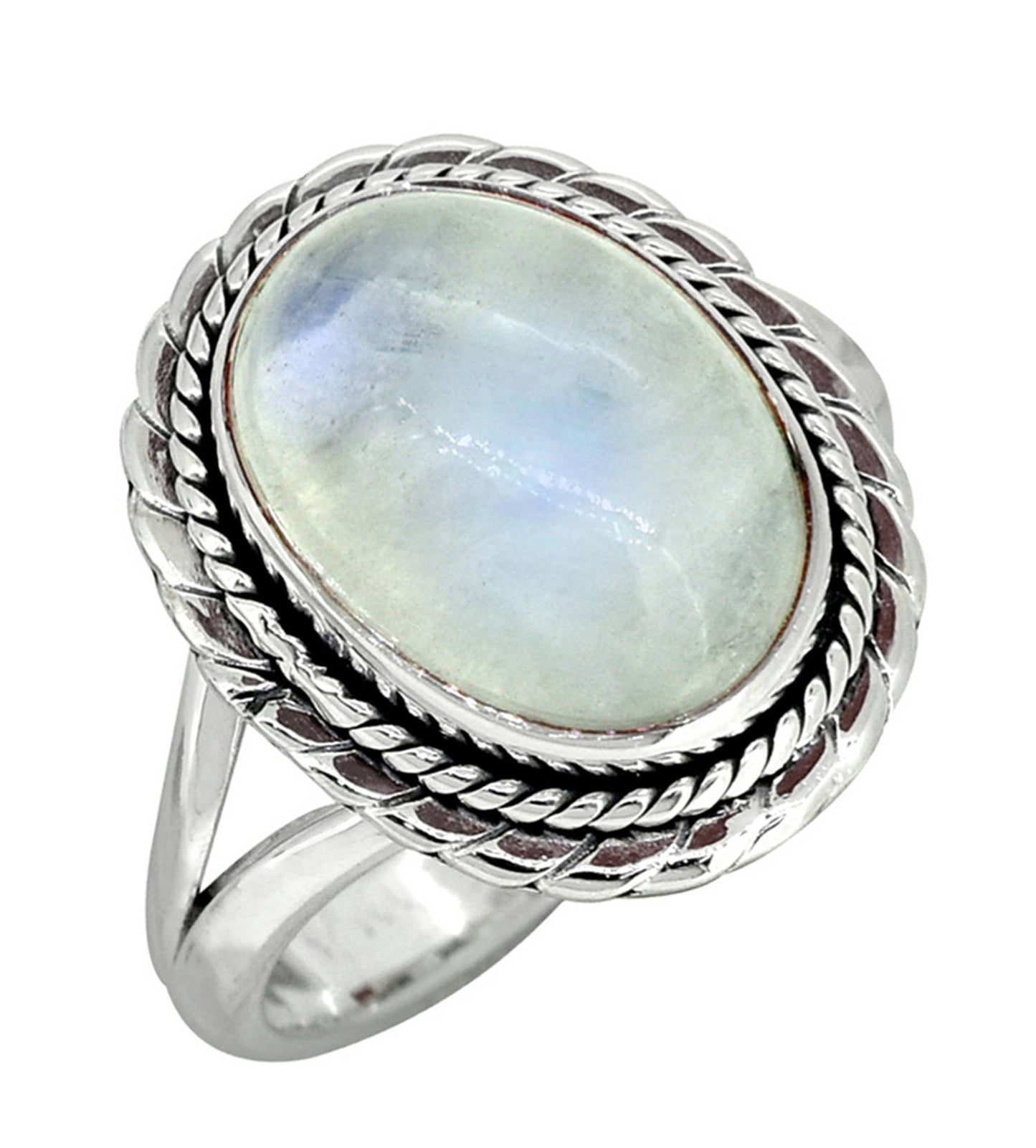Rainbow Moonstone 925 Sterling Silver Gemstone Ring