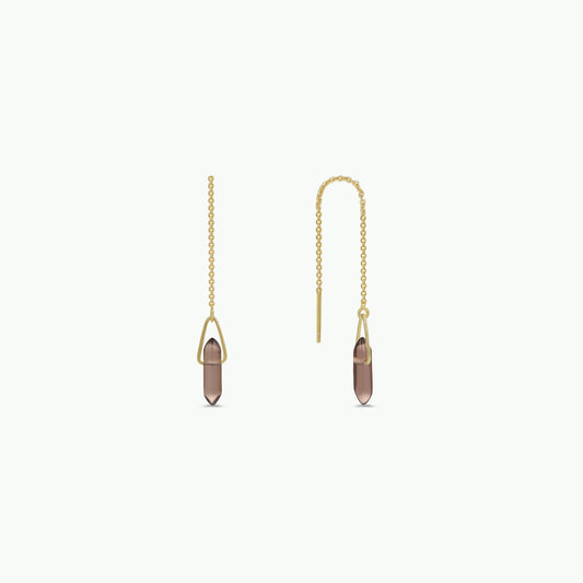Threader - Smoky Quartz - Gold Earrings