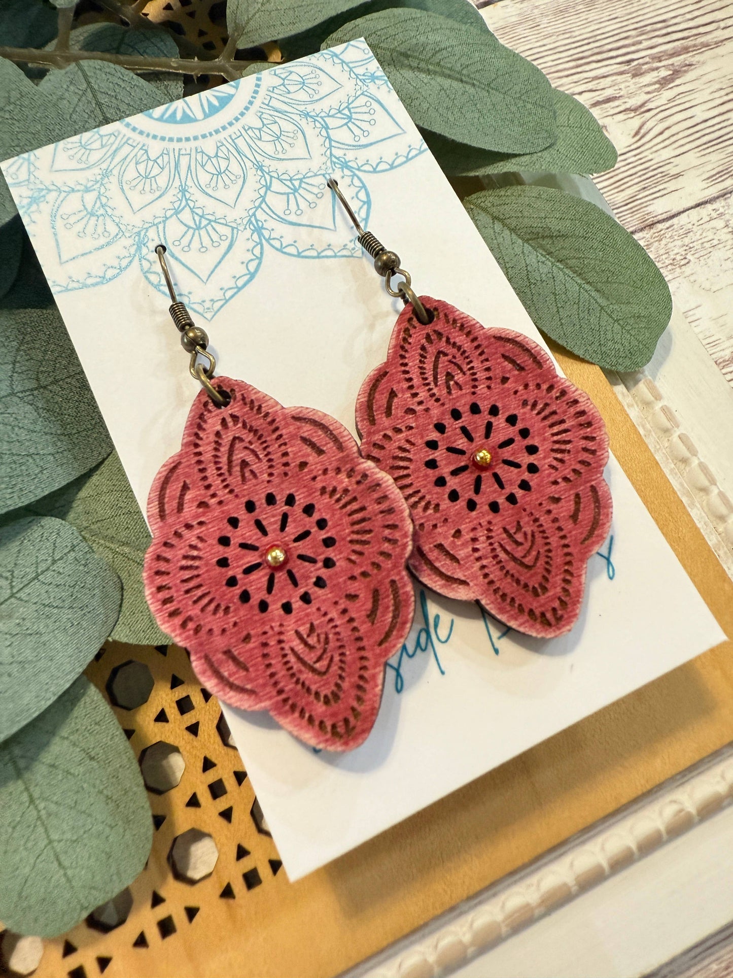 Maple Wood Red Earrings