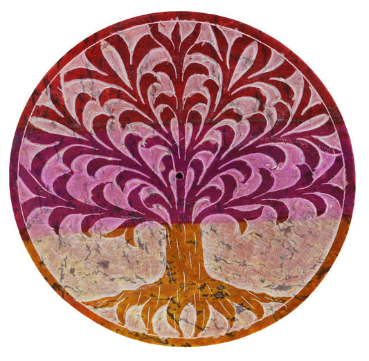 Round Soapstone Incense Burner - Tree of Life