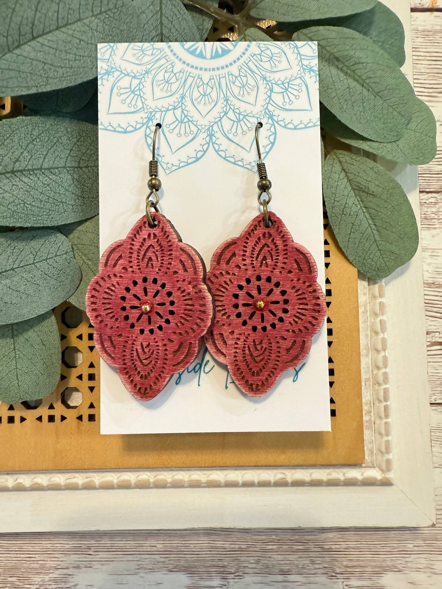 Maple Wood Red Earrings