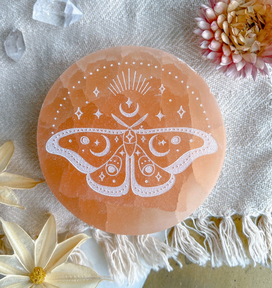 Butterfly Peach Selenite Crystal