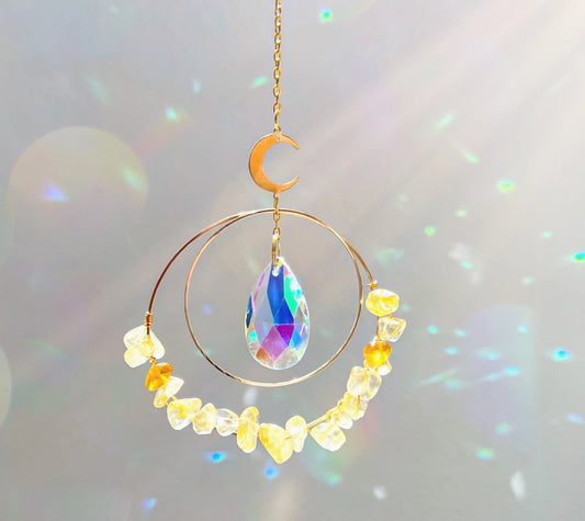 Citrine Crystal Suncatcher Rainbow Prism