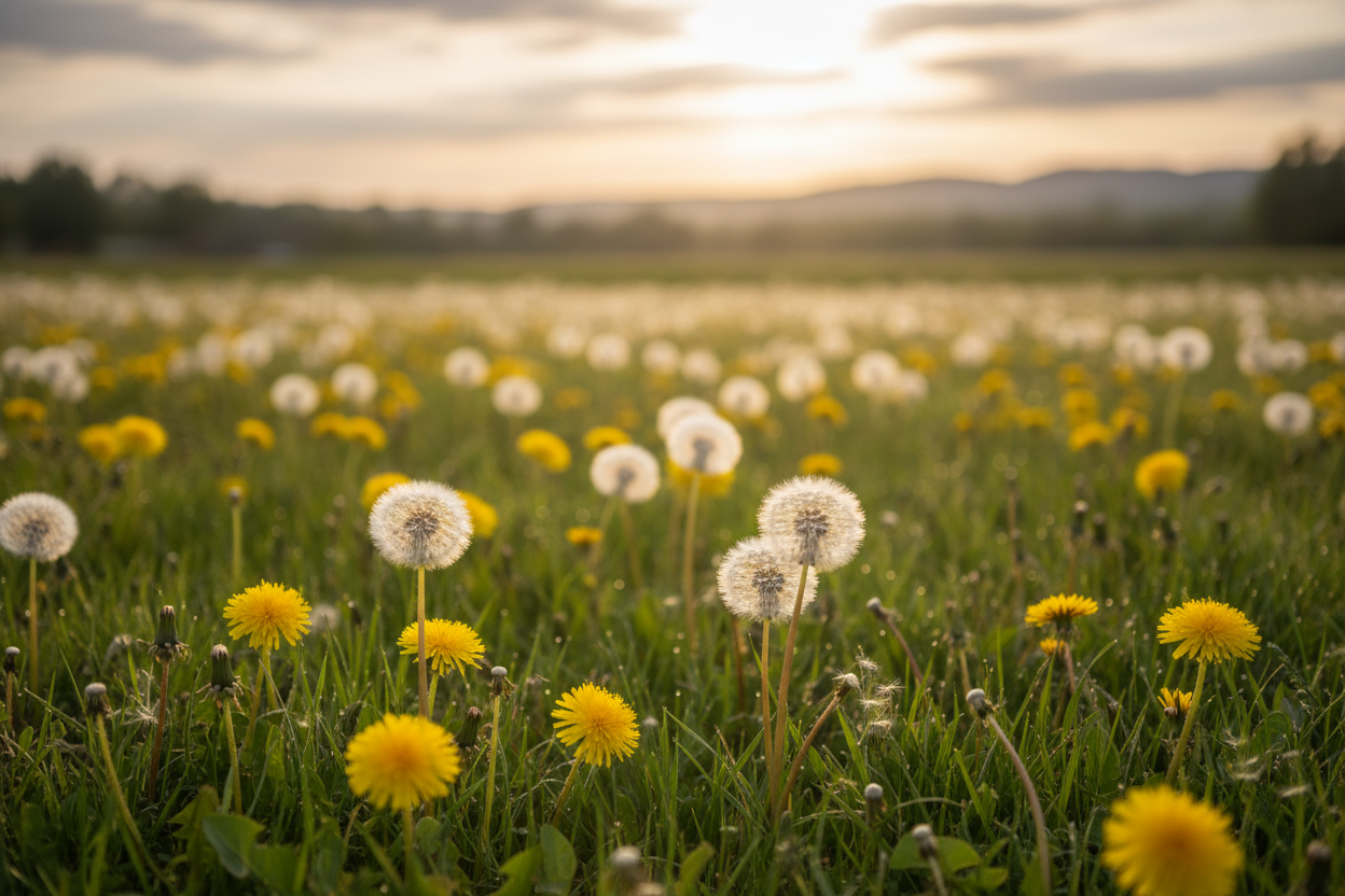 a field of dandelion