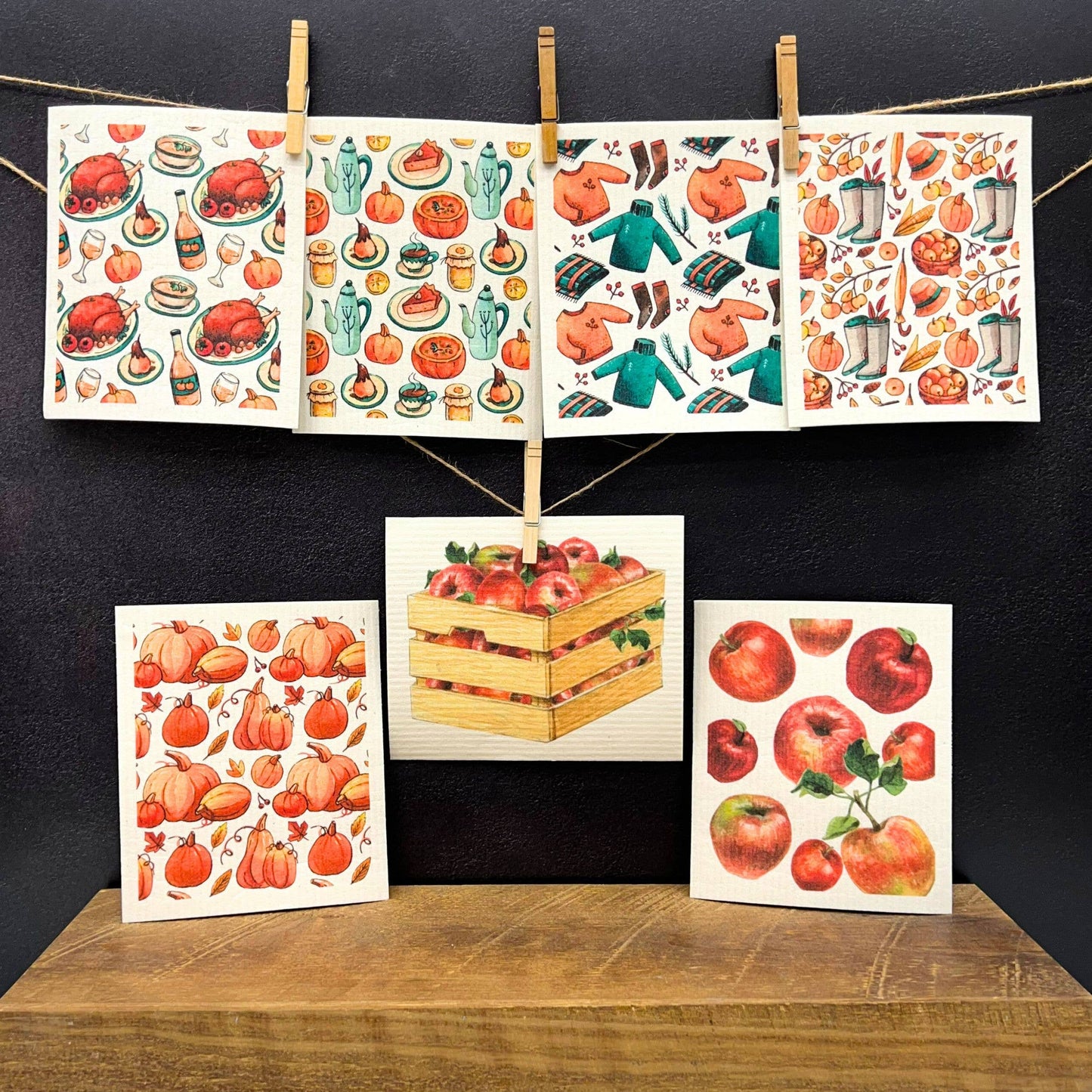 Fall Pumpkin Patch Swedish Dishcloth