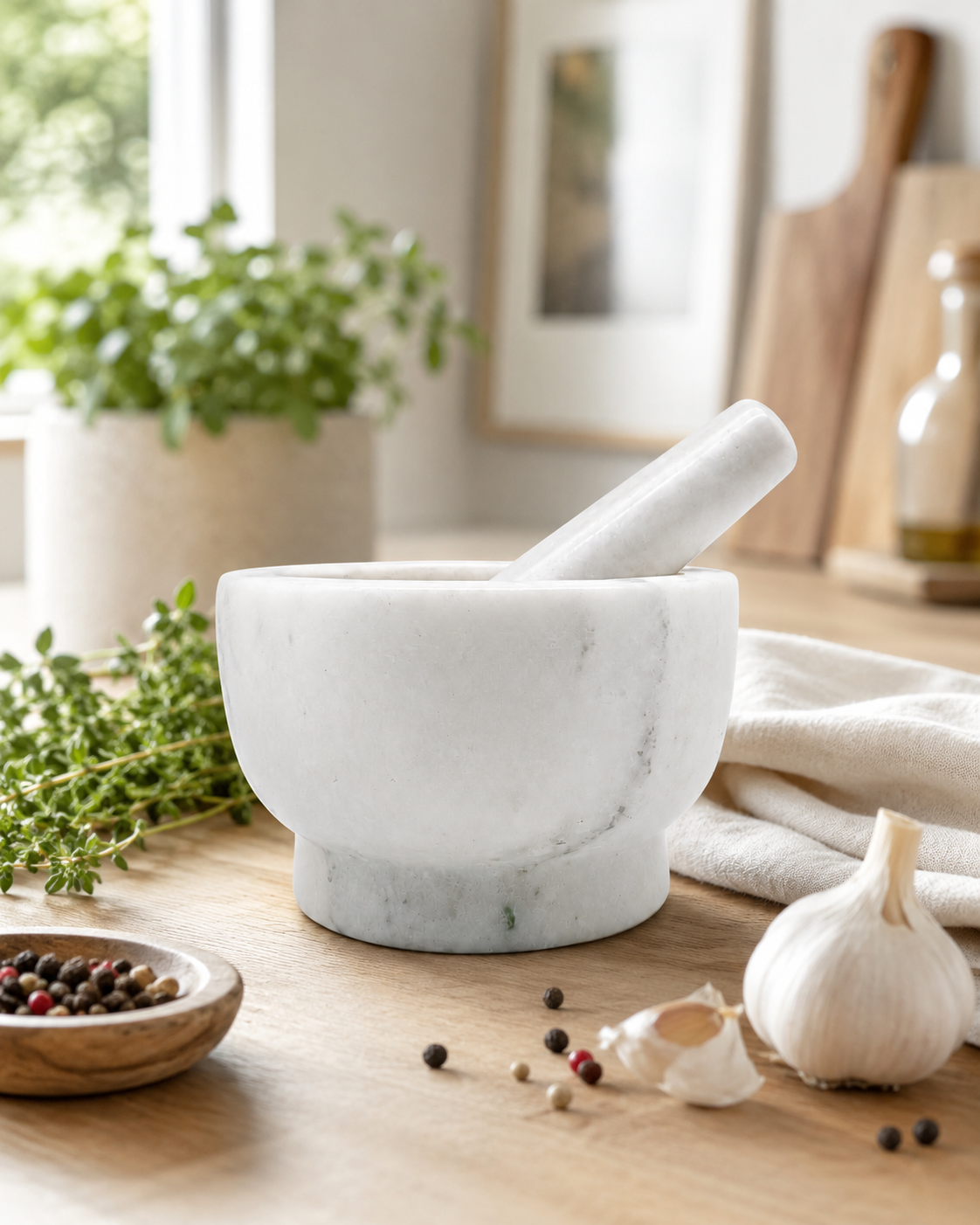 Marble Mortar Pestle 7"