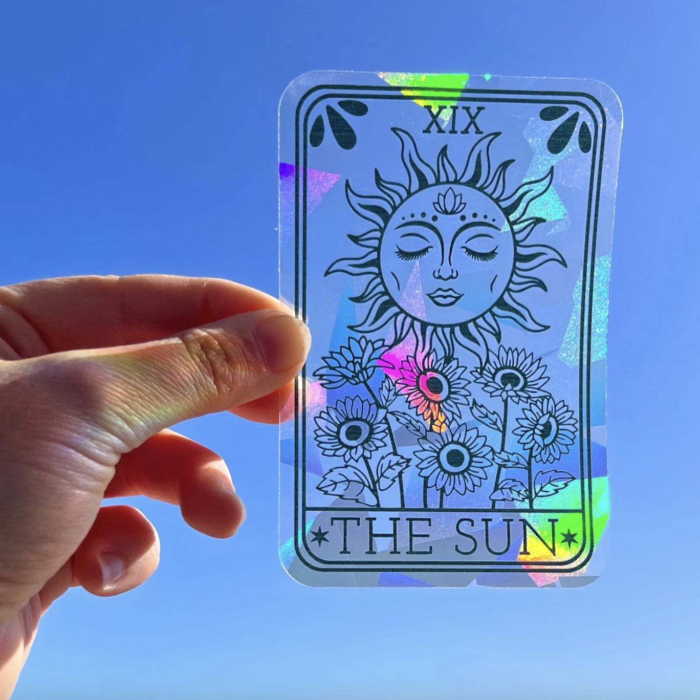 Sun Tarot Card Suncatcher Sticker | Rainbow Window Decal