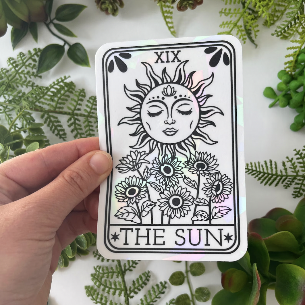 Sun Tarot Card Suncatcher Sticker | Rainbow Window Decal