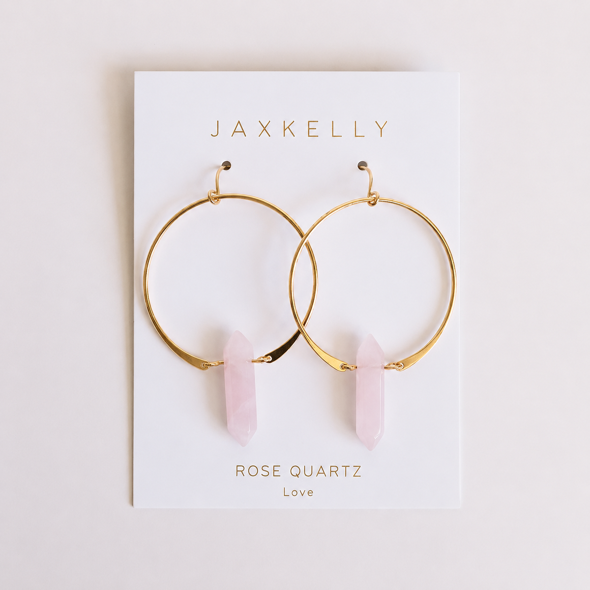 Hoops - Rose Quartz - Gold Earrings