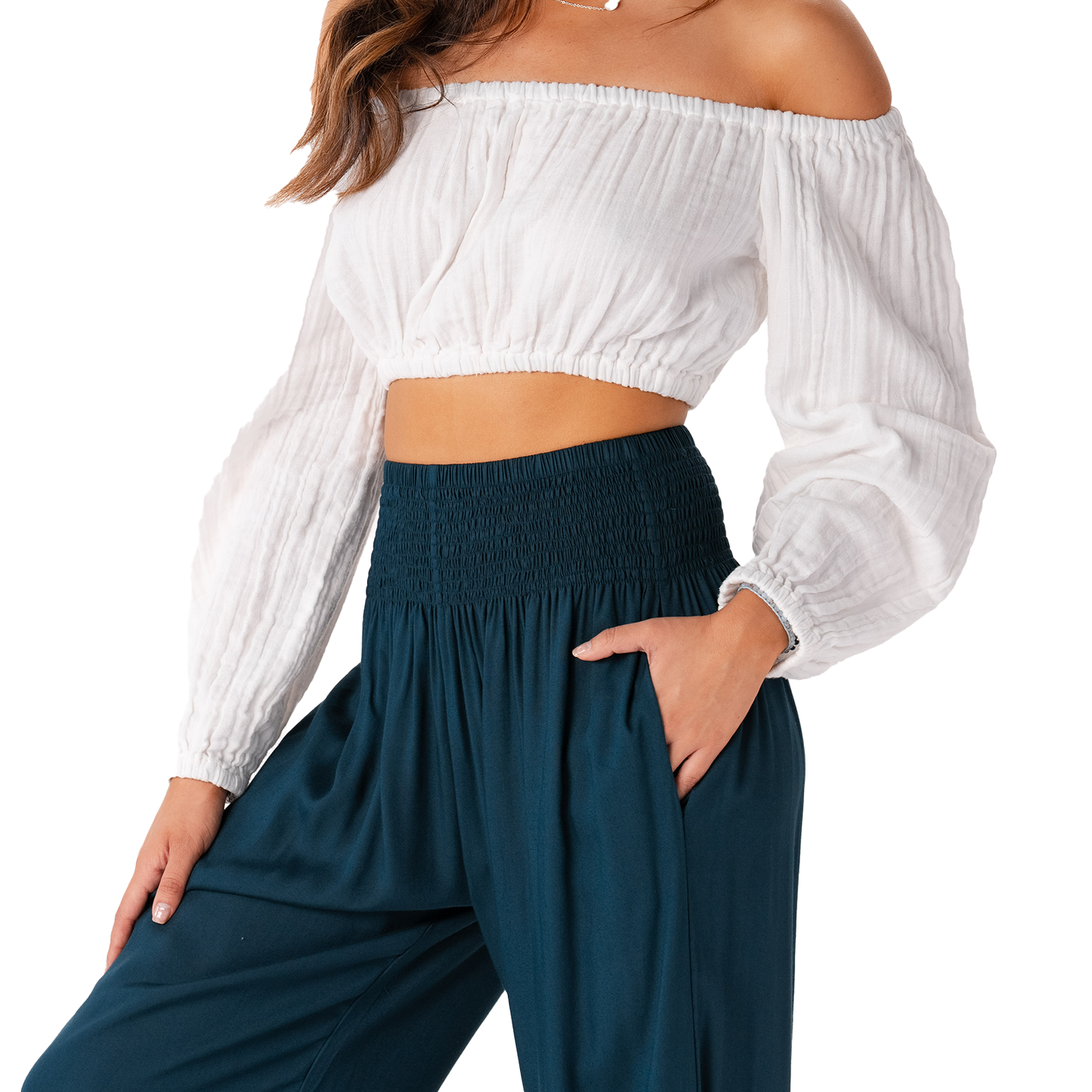 Deep Teal Harem Pants with Pockets